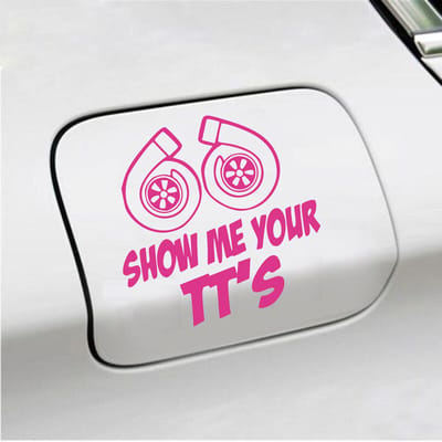 Bumpersticker - Show Me Your TTs - 15 X 15 - Roze