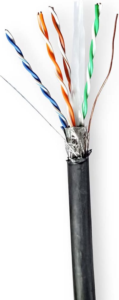Nedis Netwerk Kabel Rol - CAT6 - Solid - S/FTP - Koper - 305.0 m - Buitenshuis - Rond - PE - Zwart - Trekdoos