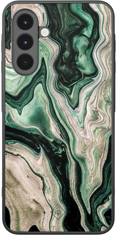 Casimoda® hoesje - Geschikt voor Samsung Galaxy A17 - Groen marmer / Marble - Zwart TPU Backcover - Marmer - Groen