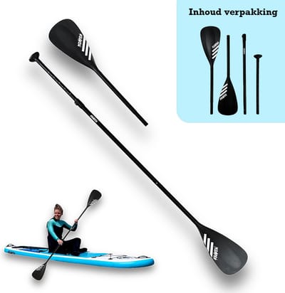 KRAKEN SUP Kayak Peddel | Supboard Kajak Paddle Double Blade | 2-in-1 SUP & Kayak Peddel | 4-delige Lichtgewicht | Duurzaam Aluminium | Verstelbaar | Dubbelbladig | Ergonomisch Handvat | Gemakkelijk Op te Bergen | Ultiem Supboard/Kayak Avontuur!