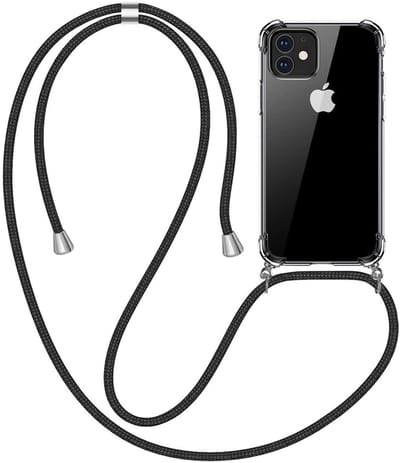 Hoesje Geschikt voor iPhone 12 / 12 Pro backcover hoesje met Koord zwart