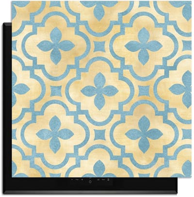 KitchenArt - Soft Azure Blossom - Inductie Beschermer - 59x52 cm - Kookplaat Beschermer - Luxe Afdekplaat Inductieplaat - Anti-slip & Oprolbaar - Beschermmat Inductiekookplaat