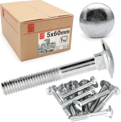 LUN FIX - Slotbouten M5x60mm verzinkt paddenstoelkop DIN 603 - 1kg