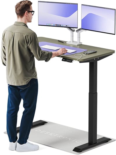 Desktronic HomeOne Zit-sta Bureau Elektrisch In Hoogte Verstelbaar, 120x60 cm Zwart/Groente, Stille Dubbele Motor, Hoogte 72-119cm