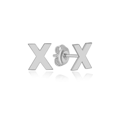 X initial oorknop zilver