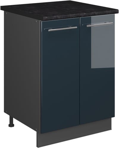 Vicco Wastafelkast Fame-Line, Donkerblauw hoogglans/Antraciet, 60 cm