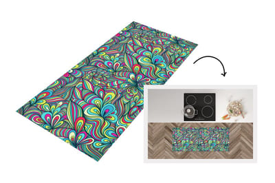 Keukenloper 120x50 cm - Keukenmat vinyl Fantasy - Design - Kleuren - Retro - Keukenmatten loper - Keuken vloerkleed tapijt