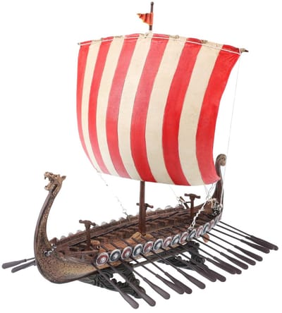 Veronese Design - Viking Longship / viking boot - MINIATUUR beeld - H 15,5cm L 17,5cm - Zeer gedetailleerd en fijngemaakt