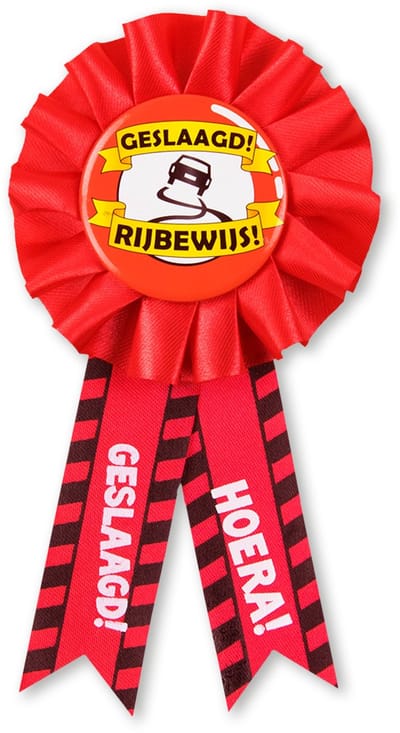 LUQ – Verkeersbord Rosette Geslaagd Rijbewijs – Lux Rijbewijs Feest Pin – Trots Accessoire – Broche – Direct Opspeldbaar
