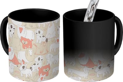 Magische Mok - Foto op Warmte Mokken - Koffiemok - Patronen - Hond - Hondenvoer - Jongens - Meisjes - Kinderen - Kind - Magic Mok - Beker - 350 ML - Theemok