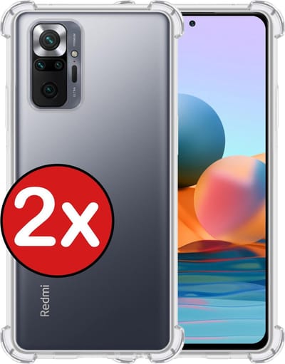 Hoesje - 2 Stuks - Geschikt voor Xiaomi Redmi Note 10 Pro - Sterk & Shockproof - Back Cover - Siliconen Case - Telefoon Hoes Shock Proof - Telefoonhoes - Transparant