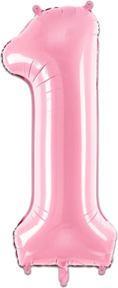 LUQ - Cijfer Ballonnen - Cijfer Ballon 1 Jaar Roze XL Groot - Helium Verjaardag Versiering Feestversiering Folieballon