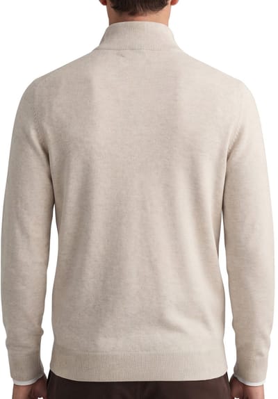 katoenen Gant half zip trui beige effen normale fit