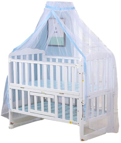 Dailygoods- Klamboe Opvouwbaar - Insectbescherming - Wieg - Ademend - Delicate Kantdecoratie - 160x450 cm - Insectennet
