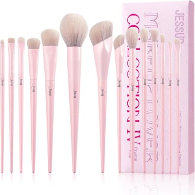 SnelShoppen - 14 Stuks Roze Make-up Kwasten Set - Premium Vegan Make-up Tools voor Foundation, Concealer, Blush, Oogschaduw, Eyeliner & Poeder - Compl