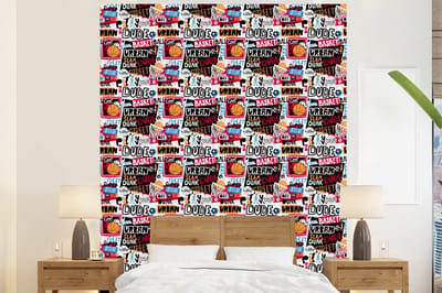 Behang - Fotobehang Basketbal - Quotes - Patroon - Alfabet - Breedte 225 cm x hoogte 280 cm