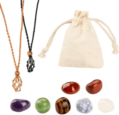 Kristallenset voor chakra's - zeven chakra-stenen - natuurlijke halsketting - energiekristallen voor meditatie - ShopVlot