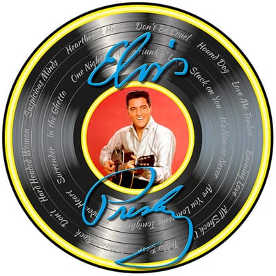 Signs USA - wandbord - dibond - Rond 35 x 35 cm - Elvis Presley - Songs