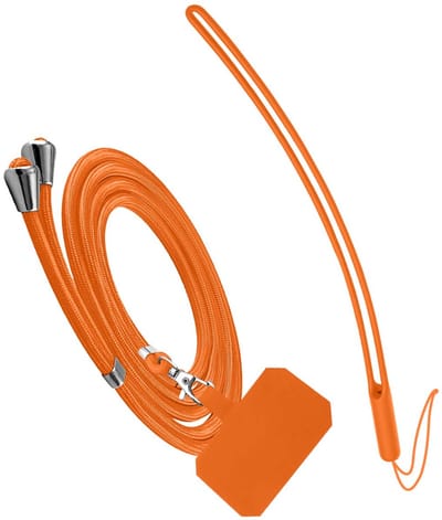 Jaym, Hoesje geschikt voor iPhone 14 - Siliconen met Koord & Polsband, Oranje