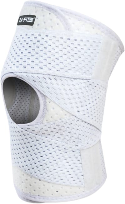 U Fit One 1 Stuk Knie Brace met Band - Kniebeschermers - Knieband - Knee Support & Bandage - Sportbrace - Maat S - Wit