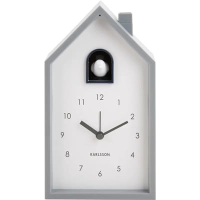 Karlsson Wekker Modern Cuckoo - Grijs - 12x6x20cm - Scandinavisch - Wekker voor slaapkamer - Wekkers