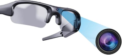 Slimme Camera Zonnebril voor Actieve Buitenactiviteiten, HD Video-opname, 12MP Foto's en 1080p Video's, Gepolariseerde Lenzen en Anti-trilling voor Fietsen en Sporten