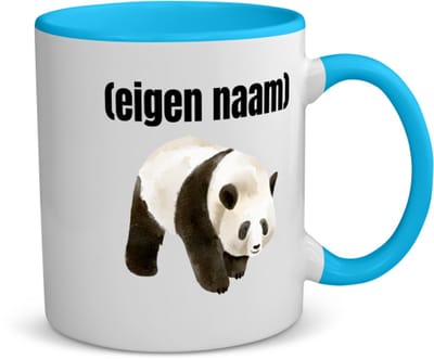 Akyol - panda met eigen naam koffiemok - theemok - blauw - Panda - panda liefhebbers - iemand die houdt van panda's - verjaardag - cadeau - kado - 350 ML inhoud