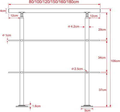 Trapleuning RVS - Buiten Reling - Veiligheid Binnen - Geborstelde Afwerking - 160 cm - 2 Dwarsstangen