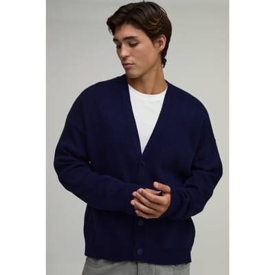 Relaxed Grofgebreid Vest Met Zachte Touch | Navy | Size XL