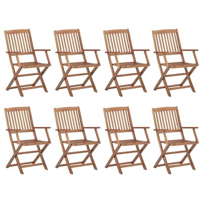 vidaXL - Opklapbare - stoelen - met - kussens, - 8 - stuks, - gemaakt - van - massief - acaciahout.