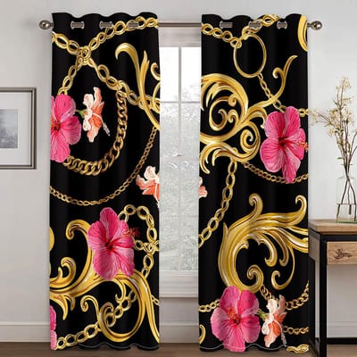 Prachtige Pauw Met Bloemen Vlinder 3D Digitaal Printen Slaapkamer Woonkamer Raamgordijnen 2 Panelen Slaapkamer Decor Haken W50H130(CM)x2&Hook brown