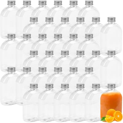 Dailygoods - Cosensi - Dailygoods - Dailygoody - Set van 36 plastic sapflessen - Herbruikbare drinkflessen - Doorzichtig - Perfect voor smoothies en sap - 200 ml - Ideaal voor thuisgebru