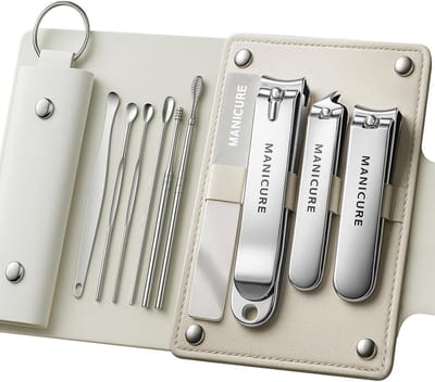 Manicureset 10 Delig - Nagelverzorging Set - Thuis Salon Resultaat - Duurzaam Roestvrij Staal - 10 Stuks - Zilver