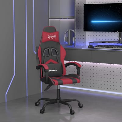 vidaXL - Gamestoel - draaibaar - kunstleer - zwart - en - wijnrood