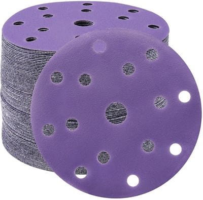 50 stuks Schuurpapier 150 mm klittenband, korrelgrootte 80,15 gaten ronde schuurschijven set voor excentrische schuurmachine van voor hout metaal en verf