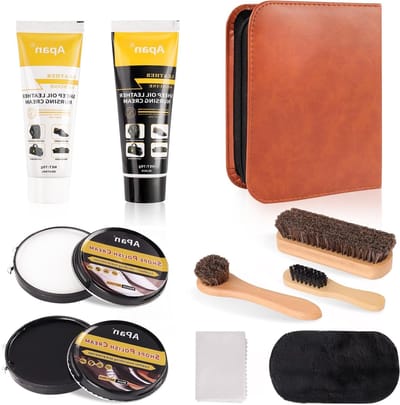 Complete Leren Schoenverzorgingsset met Zwarte en Kleurloze Wax en Polish voor Optimale Schoenonderhoud en Bescherming