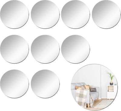 10x Zelfklevende Ronde Spiegel Tegels Set - Verwijderbare Acryl Muurstickers voor DIY Decoratie