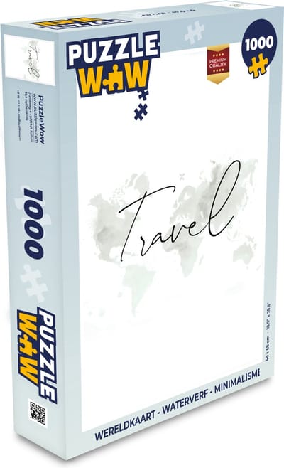 Puzzel Wereldkaart - Waterverf - Minimalisme - Legpuzzel - Puzzel 1000 stukjes volwassenen