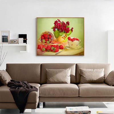 Diamantschilderij Stilleven Fruit Volledige Boor Diamant Borduurwerk Mozaïek Decor Foto van Strass 20X30CM beige