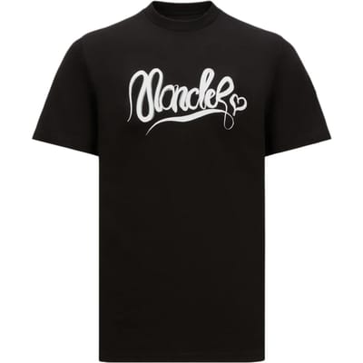 Moncler Kalligrafie Stijl Geprint T-shirt Heren Tops Zwart K10918C0000189AUG999 L black