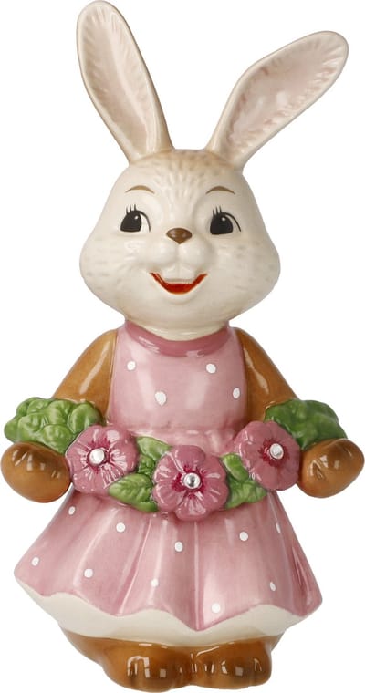 Goebel - Pasen | Decoratief beeld Haas Zoete Bloemenfee | Aardewerk - 12cm - Paashaas
