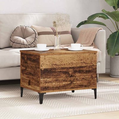 vidaXL - Salontafel - Oud - Hout - 60 - x - 44,5 - x - 45 - cm - Bewerkt - hout