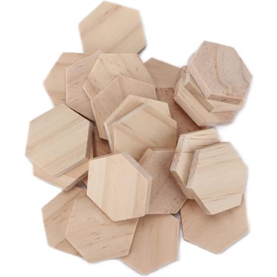 25 Morceaux de Copeaux de Bois Hexagonaux 38mm Blanc Non Finis Découpes en Bois Rondelles pour Décorations Artisanat DIY beige