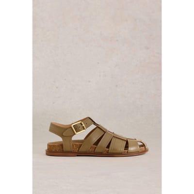 White Stuff Hattie Fisherman Footbed Khaki Green Maat: 5 | Sandalen Outlet | Dames | Bruin