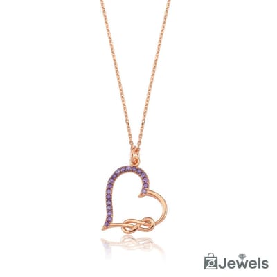 OZ Jewels – Oneindige Hartband Ketting – Roségoud – Amethist – Dames