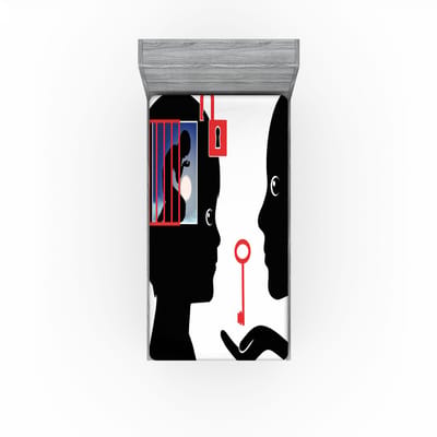 ABAKUHAUS Psychologie Hoeslaken, Oplossingen voor Psychologische Problemen, Zacht Stoffen Beddengoed Allesomhels Elastiek, 90 x 200 cm, Zwart