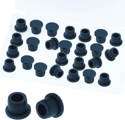 24 stuks 1/2 inch zwarte siliconen rubberen onderzetters voor het afdichten van gaten