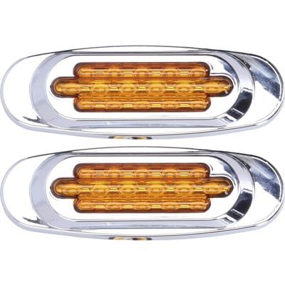 Paire 16LEDs Feu arrière Garniture Plaqué Chrome Indicateur de Direction Lampes Extérieures Auto pour Camion Pickup 12V 24V Lentille Jaune gray