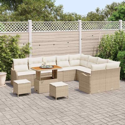 vidaXL - Tuinbank - Set - 12 - st - 11-Aantal - zitplaatsen - Beige - en - Crème