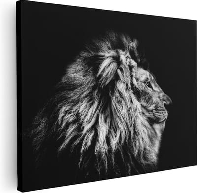 Artaza Canvas Schilderij Leeuwenkop - 40x30 cm - Klein - Muurdecoratie Dieren - Wanddecoratie Leeuw - Kamer Accessoires Woonkamer